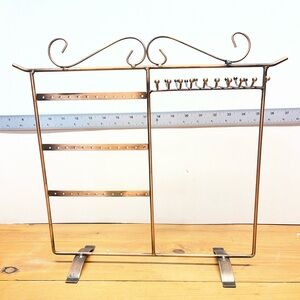 Brass/ Black Metal Jewelry Rack For Earrings, Necklaces, Sits on Tabletop